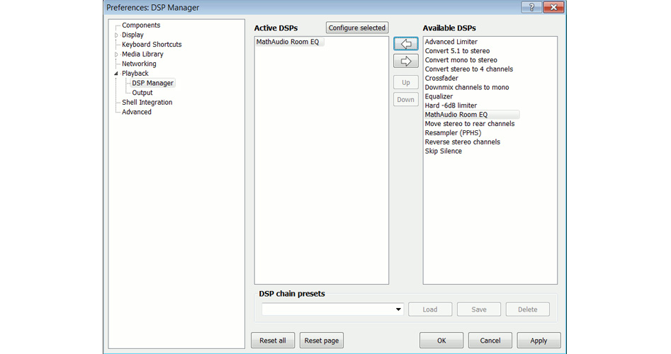 Utiliser le plugin MathAudio Room EQ avec Foobar2000